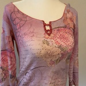 90S WHIMSICAL FAIRY SEQUIN FLORAL TOP